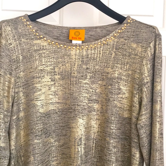 Ruby Rd. Women’s Top S Gold Uneven Length Party Special Occasion Blouse NWOT - Picture 3 of 10